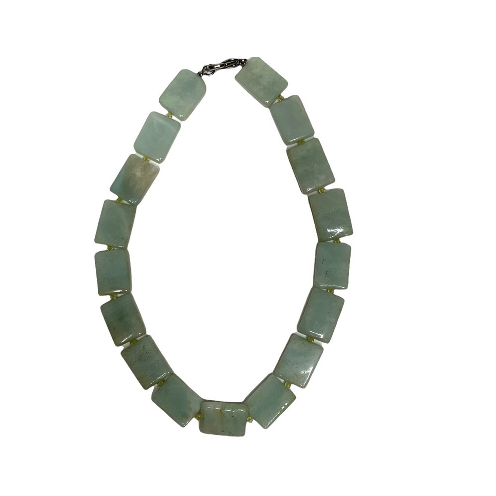Handmade Artisan Colombian Seafoam Green Stone Choker Necklace - Picture 4 of 14